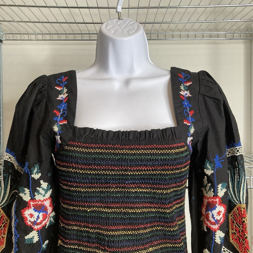 Never Fully Dressed Women’s Chi Chi‎ Dress Size 4 Floral Embroidery Puff Sleeves - Picture 8 of 11